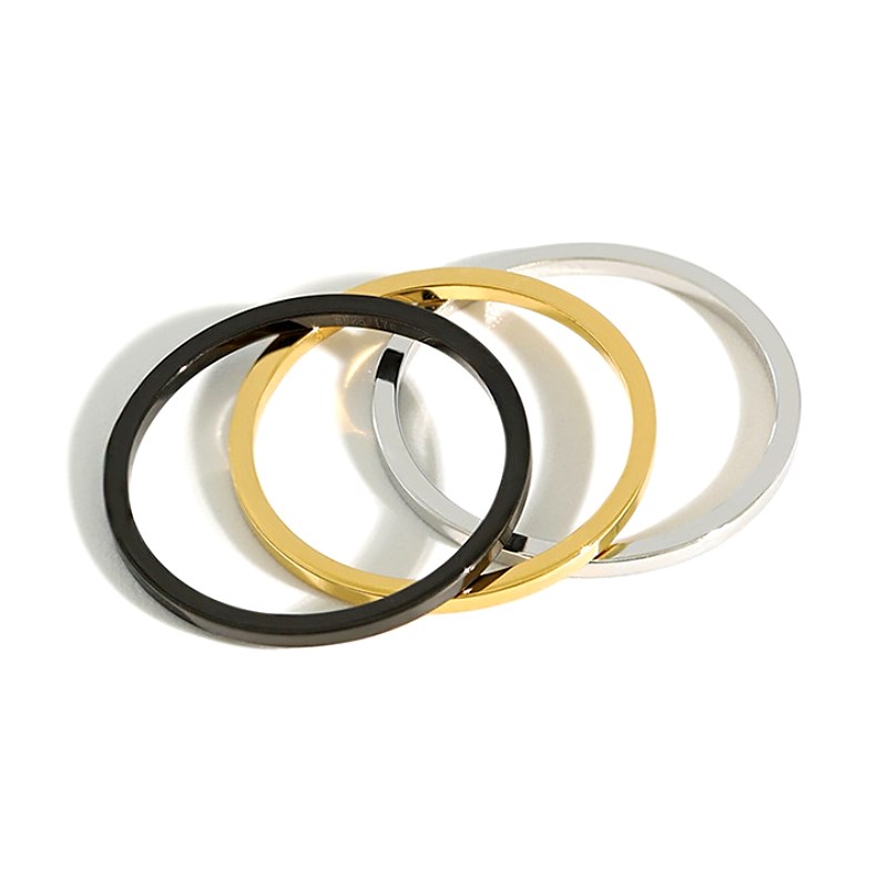 Hotsale flat small rings jewelry women 18k gold ring sterling silver 925 black gold ring
