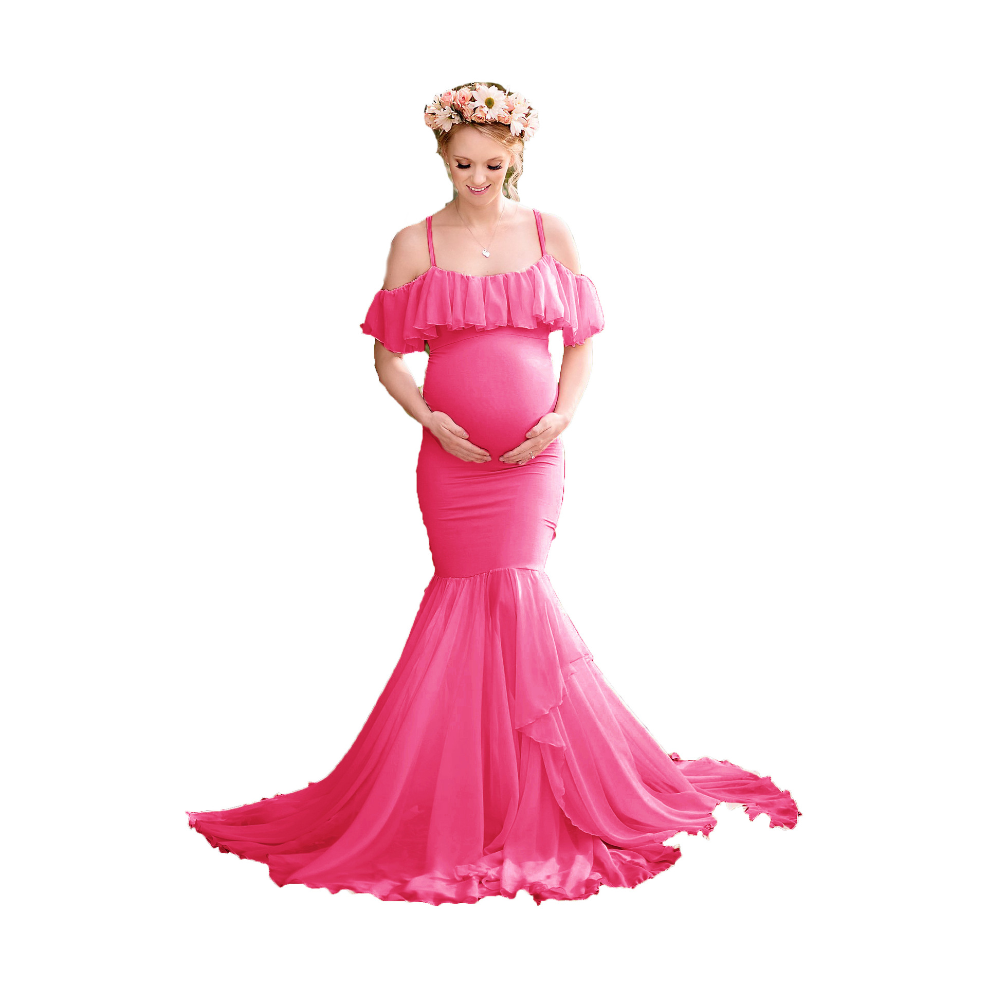 Maternity Gown Mermaid Maternity Dresses For Photo Shoot Chiffon Women Pregnancy Dress Photography Props Sexy Off Shoulder