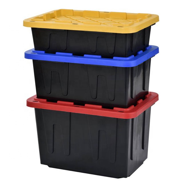 Plastic Storage Box 27 Gallon Heavy Duty Storage Box Lockable Container Tote Large Storage Box