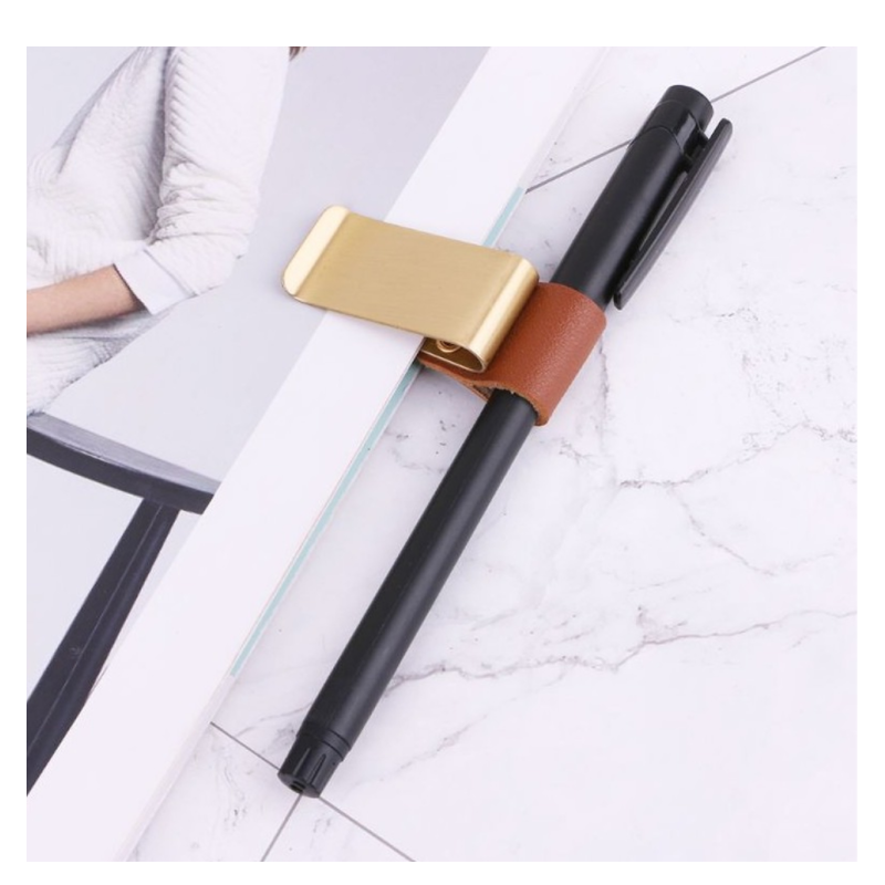 Pen Clip Pen Loop For Notebook Retro Leather Journal Notebook Pencil Holder Bookmark With Metal Clip
