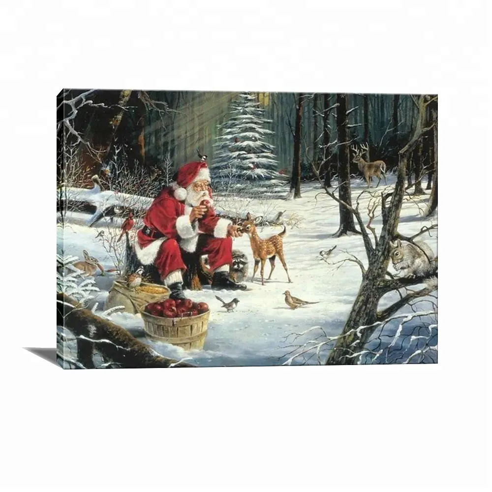 Ручная роспись на заказ зимний пейзаж рождественские картины маслом Санта-Клаус