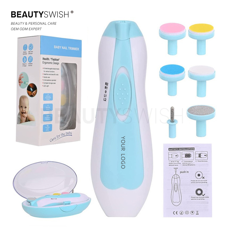 Electric Baby Nail Trimmer 6 Heads Baby Nail Clipper Manicure Scissors Care Tool Cutter Newborn Accessories