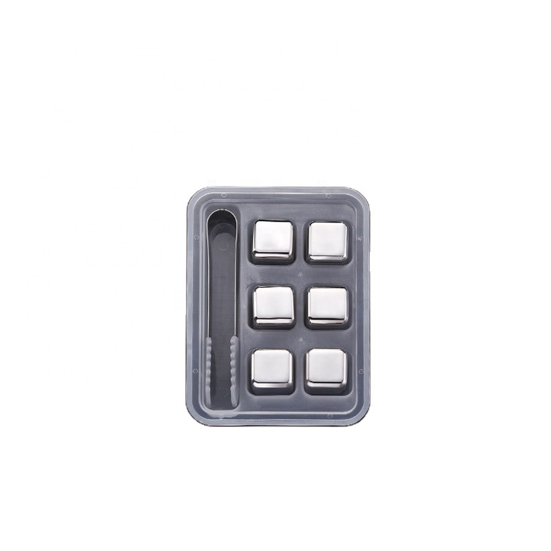 Reusable Stainless Steel Ice Cubes, 6PCS Whiskey Stones, Whiskey Cubes Tray and Ice Tong Bundle