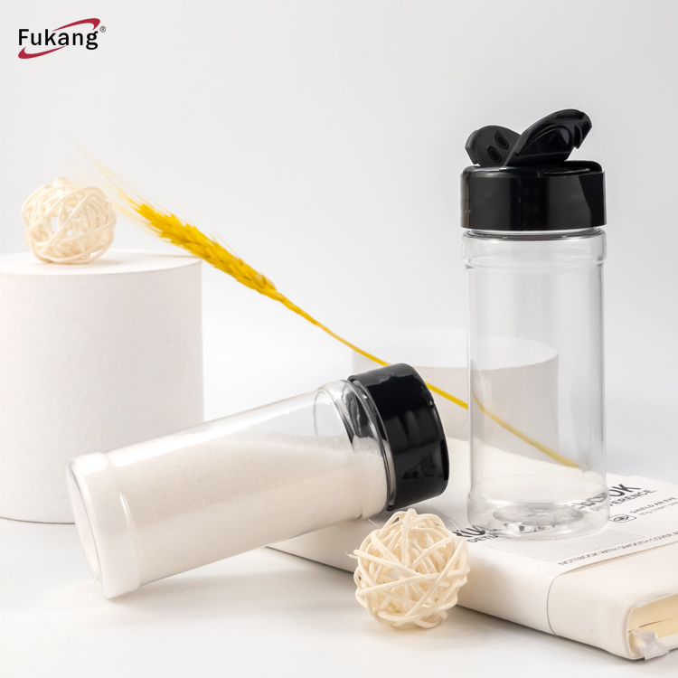 100ml PET round shape spice bottle salt pepper shaker seasoning container with butterfly cap