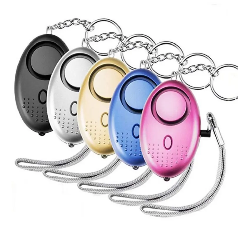 Custom Personal Alarm Keychain Security Self Defense Products for Woman Safety with LED Flashlight