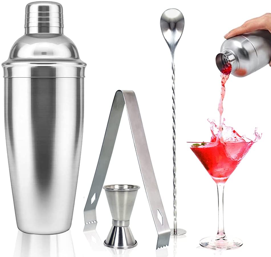 Hot sale stainless steel bartender cocktail shaker and bar tool set