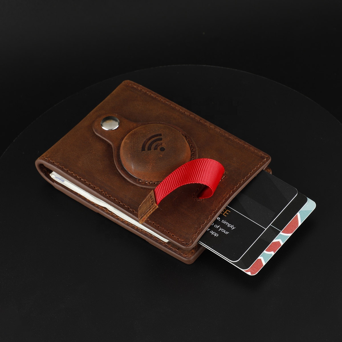 2021 New Airtag Card Holder Wallet Slim Tracking Men Wallet For Gift Genuine Leather Airtag Travel Anti-lost Wallet