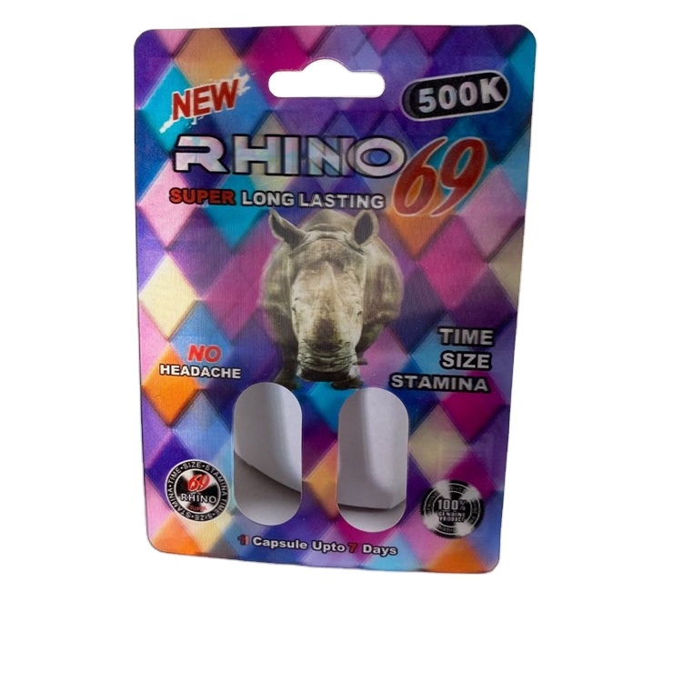 3D Rhino69 500k (двойные отверстия) карты для упаковки Рино-таблеток