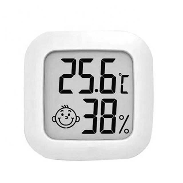 Mini palm hygrometer home office LCD hygrometer with smiling face