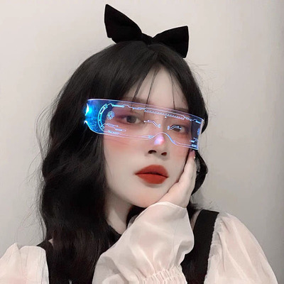 Future Technology LED Light Glasses Hip-Pop Glasses Birthday Party Decoration Colorful Glowing Glasses