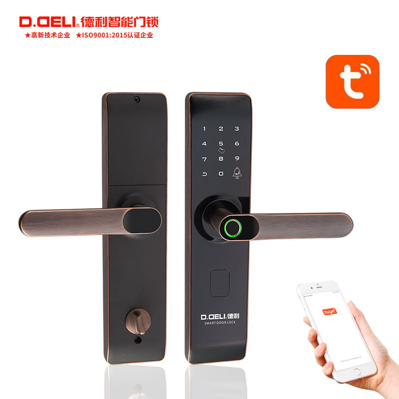 D.Deli FM006A высокое качество горячая Распродажа отпечатков пальцев комнатный Wi-Fi приложение Smart цинковый сплав TT замок дверной замок для квартирного дома