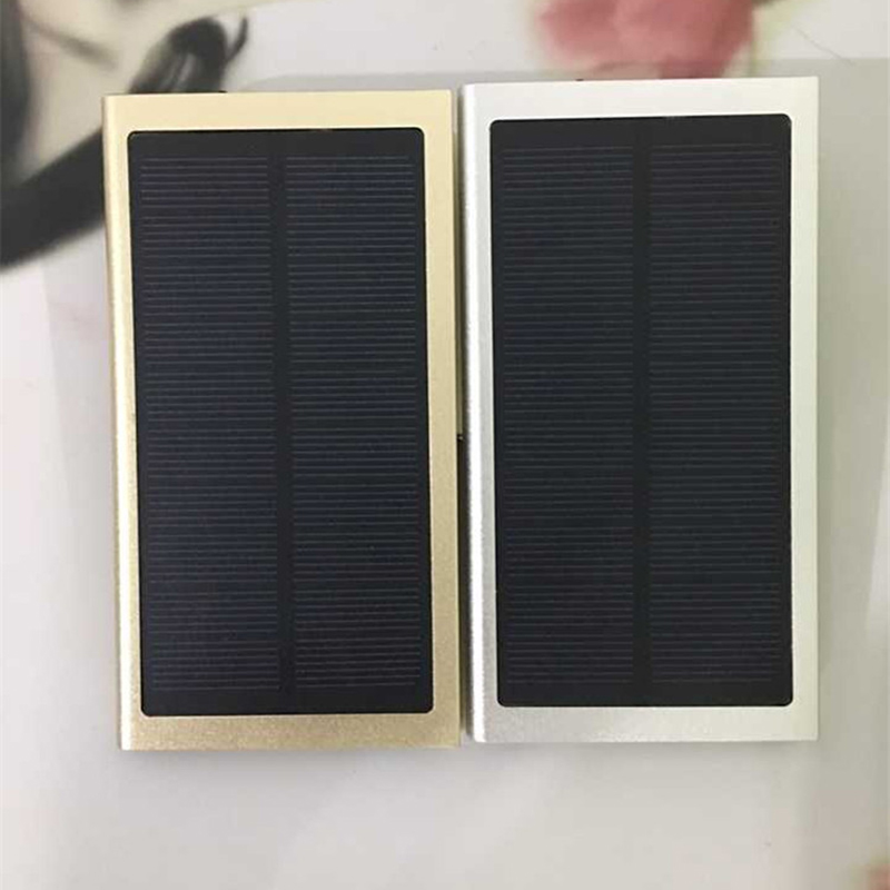 10000 Ma gold metal solar charging battery pack 2-port USB portable power pack