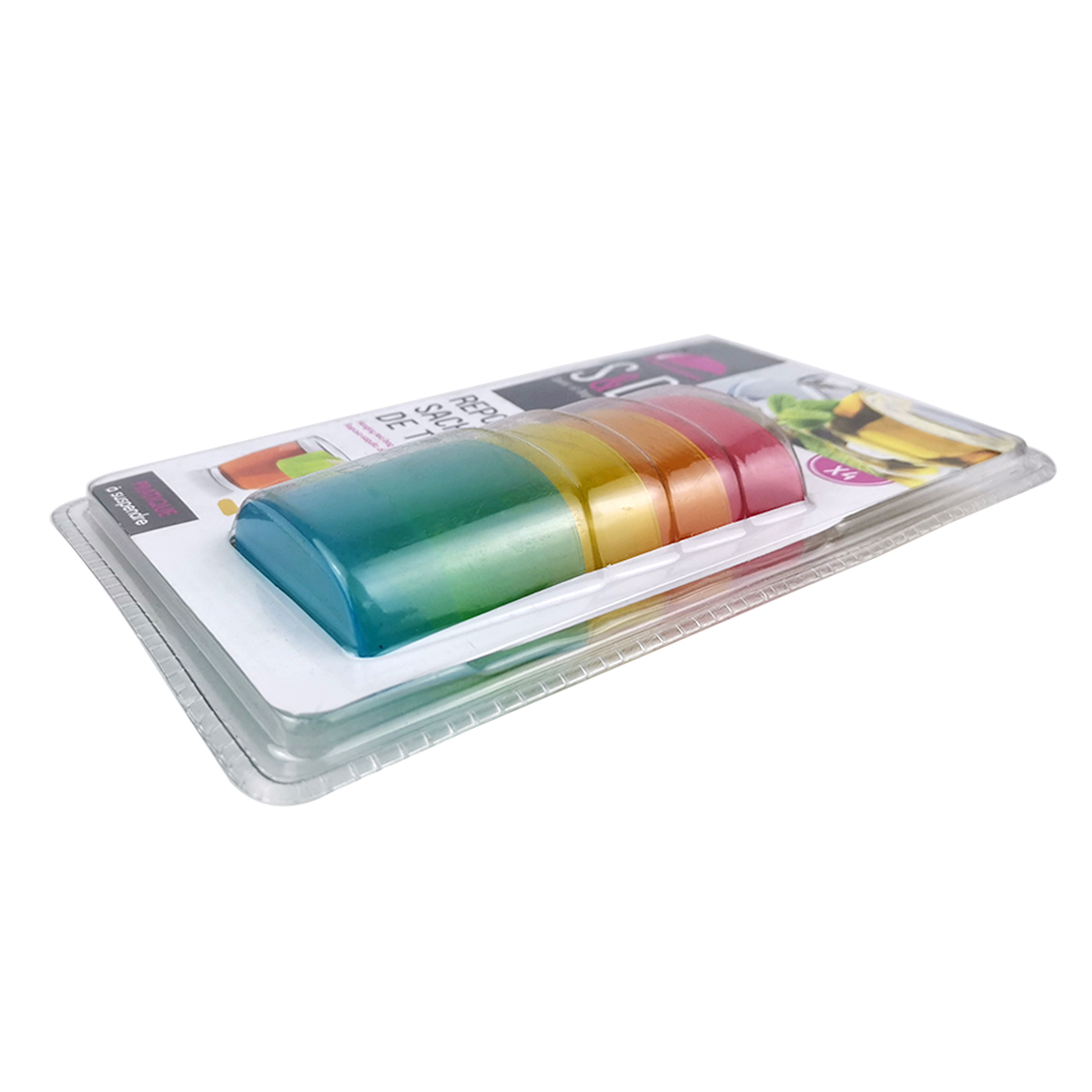 cheap small plastic 4pc tea bag rack on the tea cup