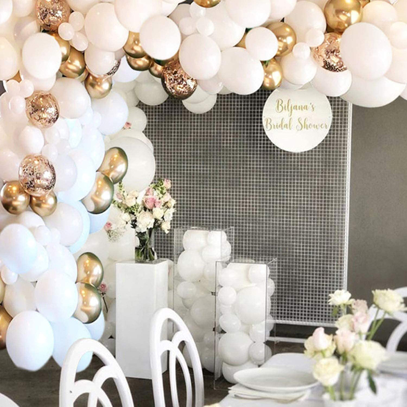 124 Pieces White Gold and Gold Balloon Arch Garland for Baby Shower Wedding Birthday Graduation Anniversary Bachelorette Party