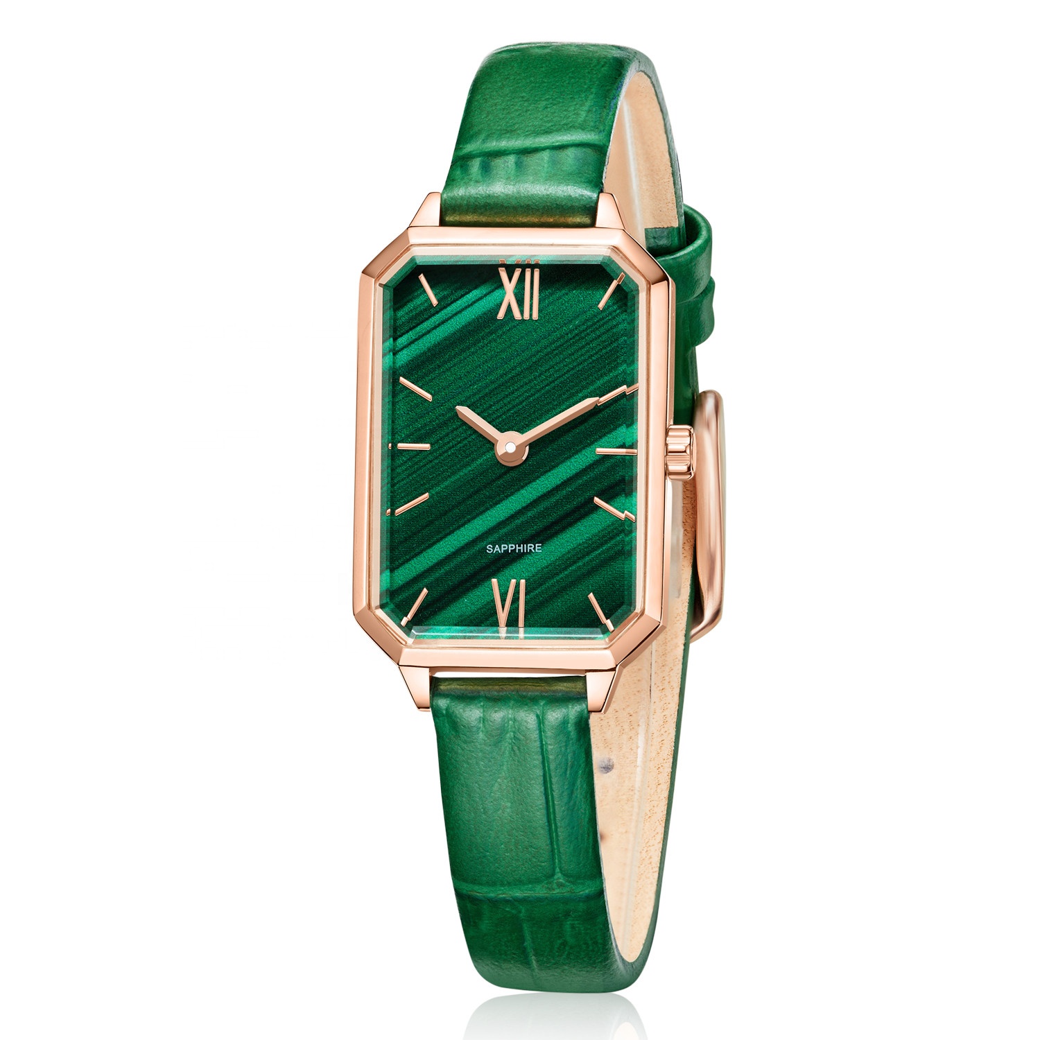 Customized Logo Slim Green Rose Gold Luxury Wrist Watch Ladies Vintage Waterproof Stainless Steel Womens Watches