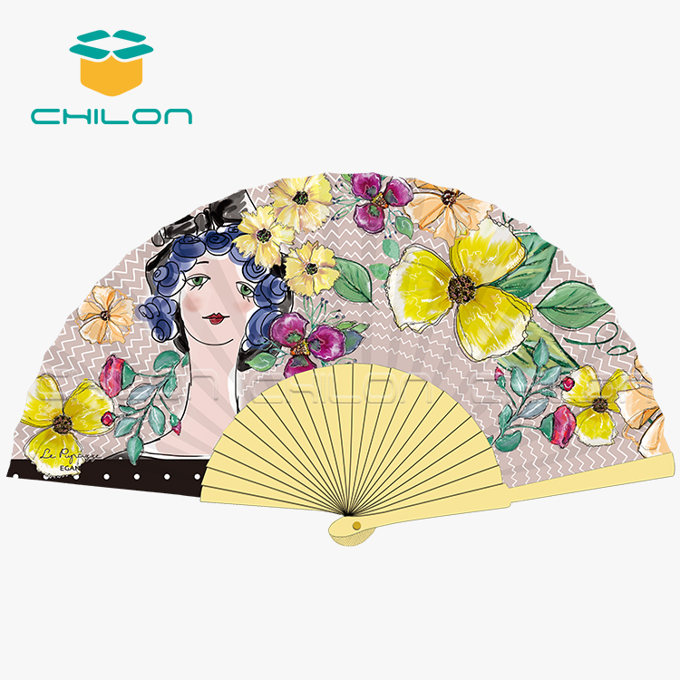 Customized promotional advertising wooden hand held folding fan color fan for sale
