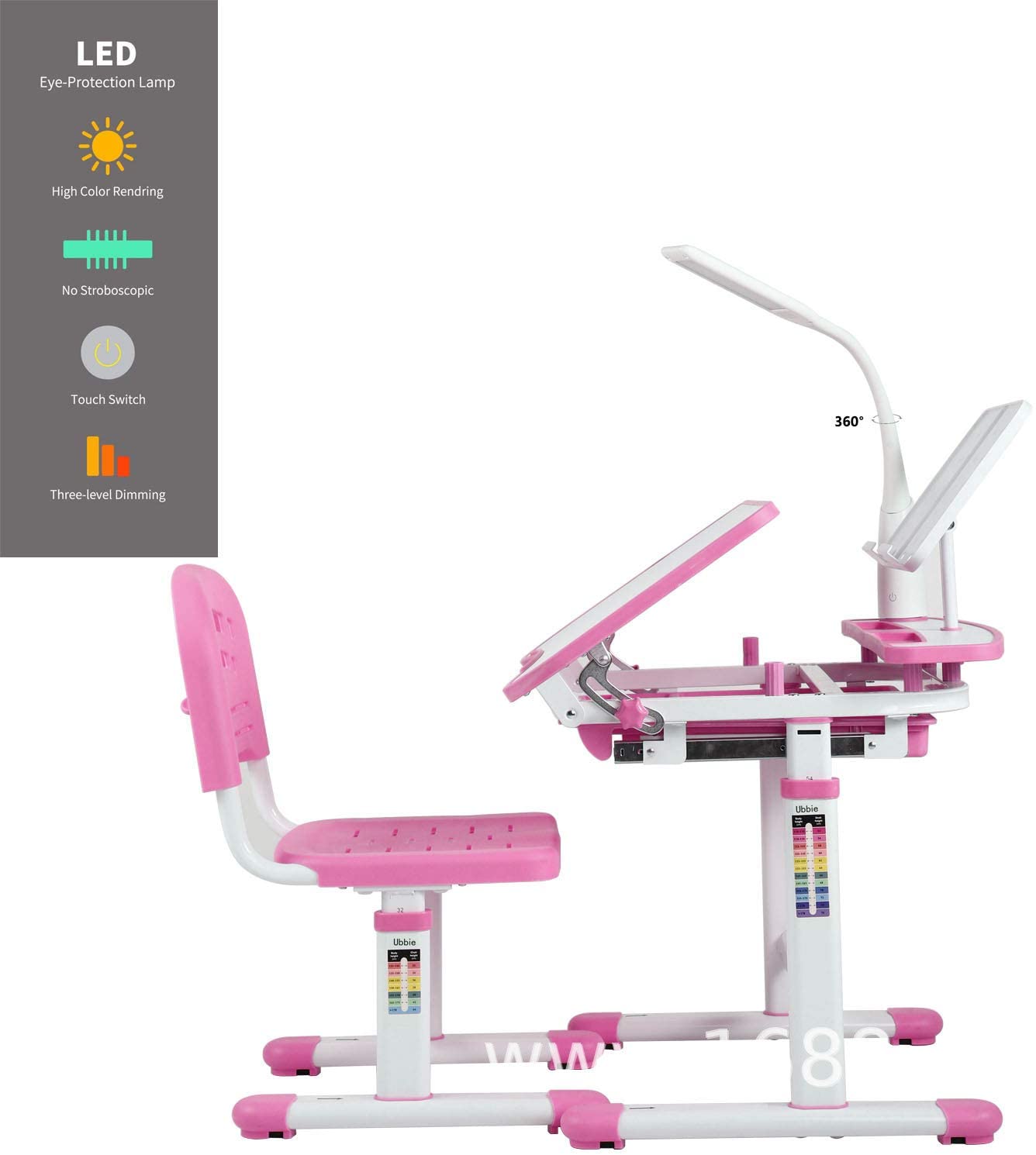 Adjustable children study table ergonomic design with Led Light