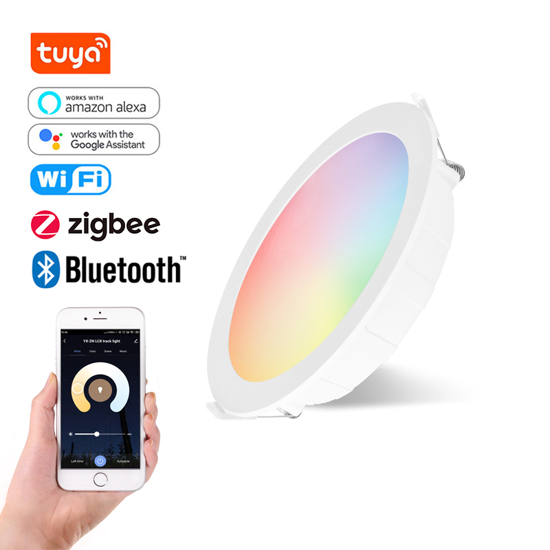 LED Downlight WIFI Zigbee Aluminum SMD Ultra Thin IP44 Recessed Ceiling light Smart Downlight for Home Office Shops