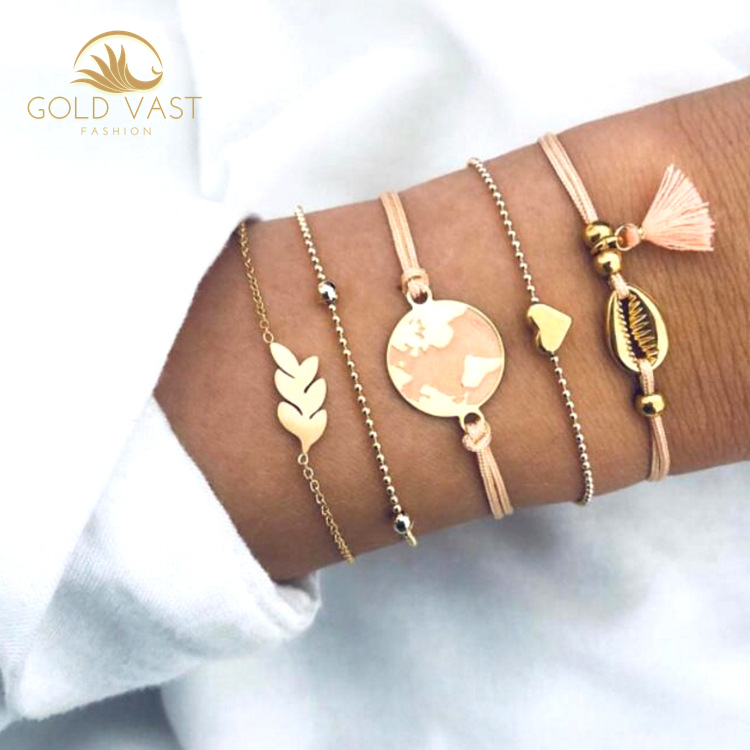 trendy stainless steel gold plated bracelets & bangles bracelets sets alloy charm bracelet in zinc alloy jewelry bijou bijoux or