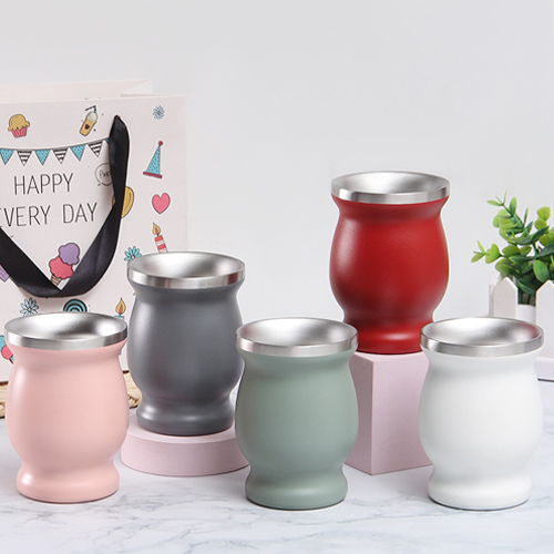 8 Ounce Double-Wall Stainless Steel Mate Cup Original Argentina Style Classic Party Drinking 8oz Traditional Yerba Mate Cup