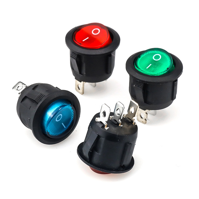 Круглый Кулисный переключатель 6A 250V 10a 125vac SPST, красный цвет с подсветкой