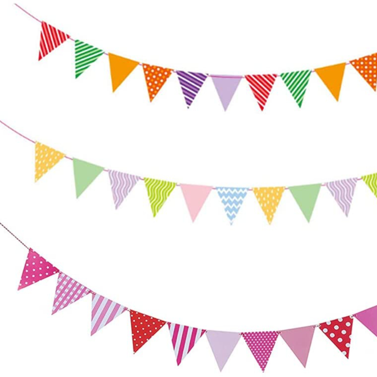 Paper Pennant Party Banner Triangle Flags Bunting Paper Triangle Garland for Wedding Nursery Wall Decor Baby Shower