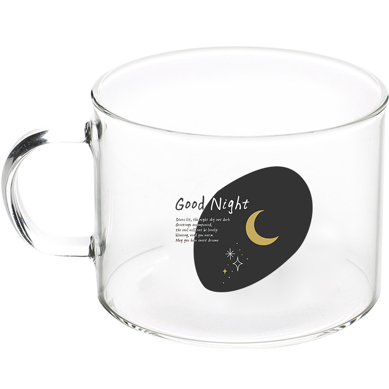 Nordic belt put glass home cartoon glass cup large transparent water milk breakfast cup