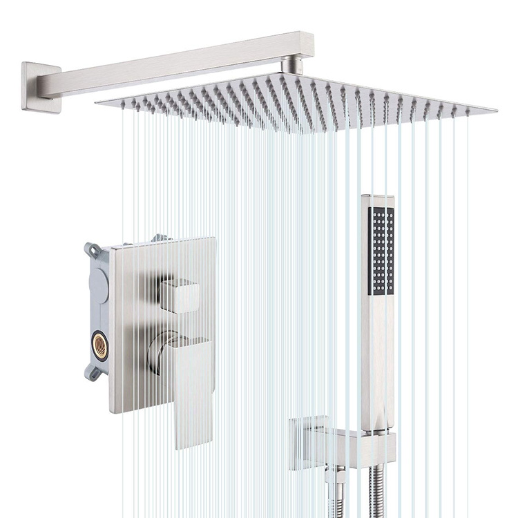 Washroom concealed golden shower set chrome bath stainless steel rain shower faucet set nickel shower set wall mounted