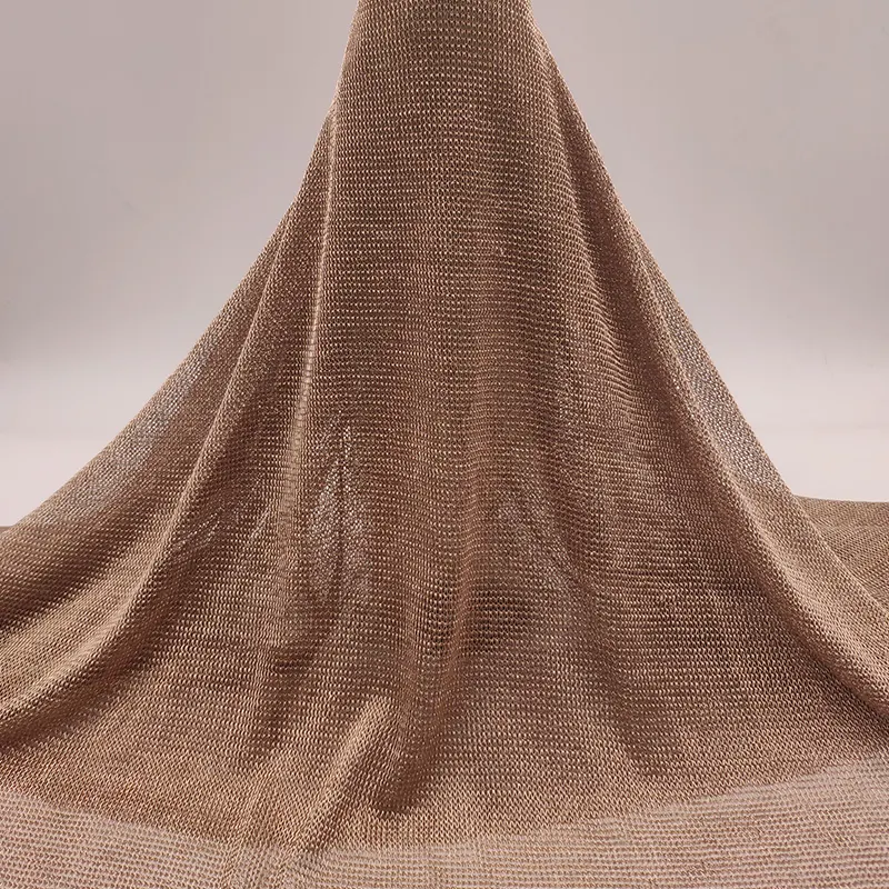 High Elasticity Knitted Soft Lurex Elastic Fabric 4 Way Stretch Fabric For Hijab Bag Clothing Textile Custom Elastic Fashion