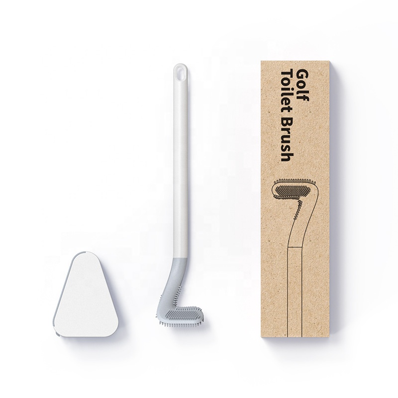 golf shape bathroom with triangle holder long handle silicone toilet brush