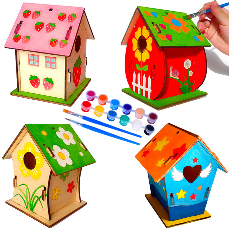 DIY Bird House Kit - Birdhouse краска и украшение декоративно-прикладного искусства деревянные для детей