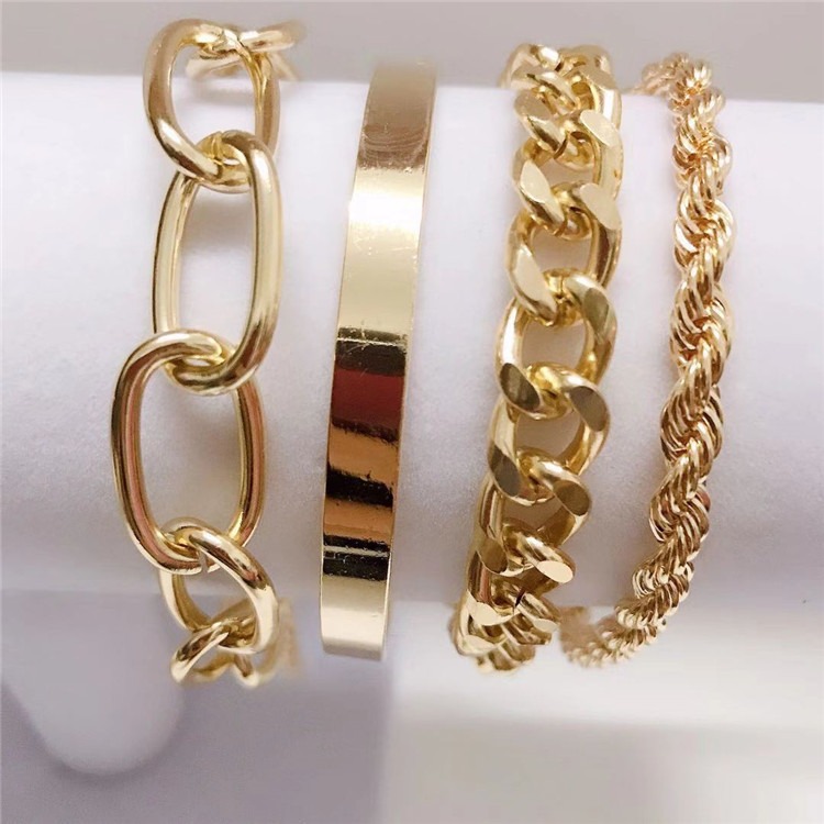 High End 18K Gold Plated Stainless Steel Bracelet for Women Chain Link Bracelet
