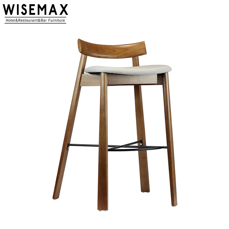 Мебель WISEMAX, популярная коммерческая барная мебель из массива дерева, изогнутая спинка, высококачественный барный стул
