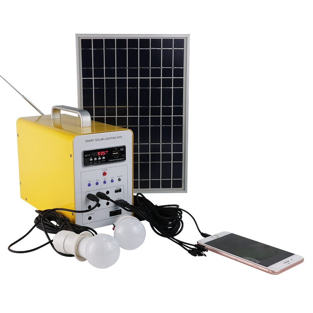 30W 12Ah Battery Home Solar Power System Led Lighting Kits With Solar Panel
