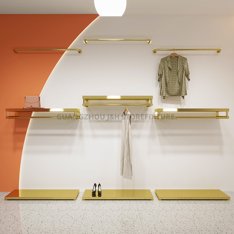 Hot sale clothes hanger storage rack wall mounted metal display rack clothes equipment for clothing store