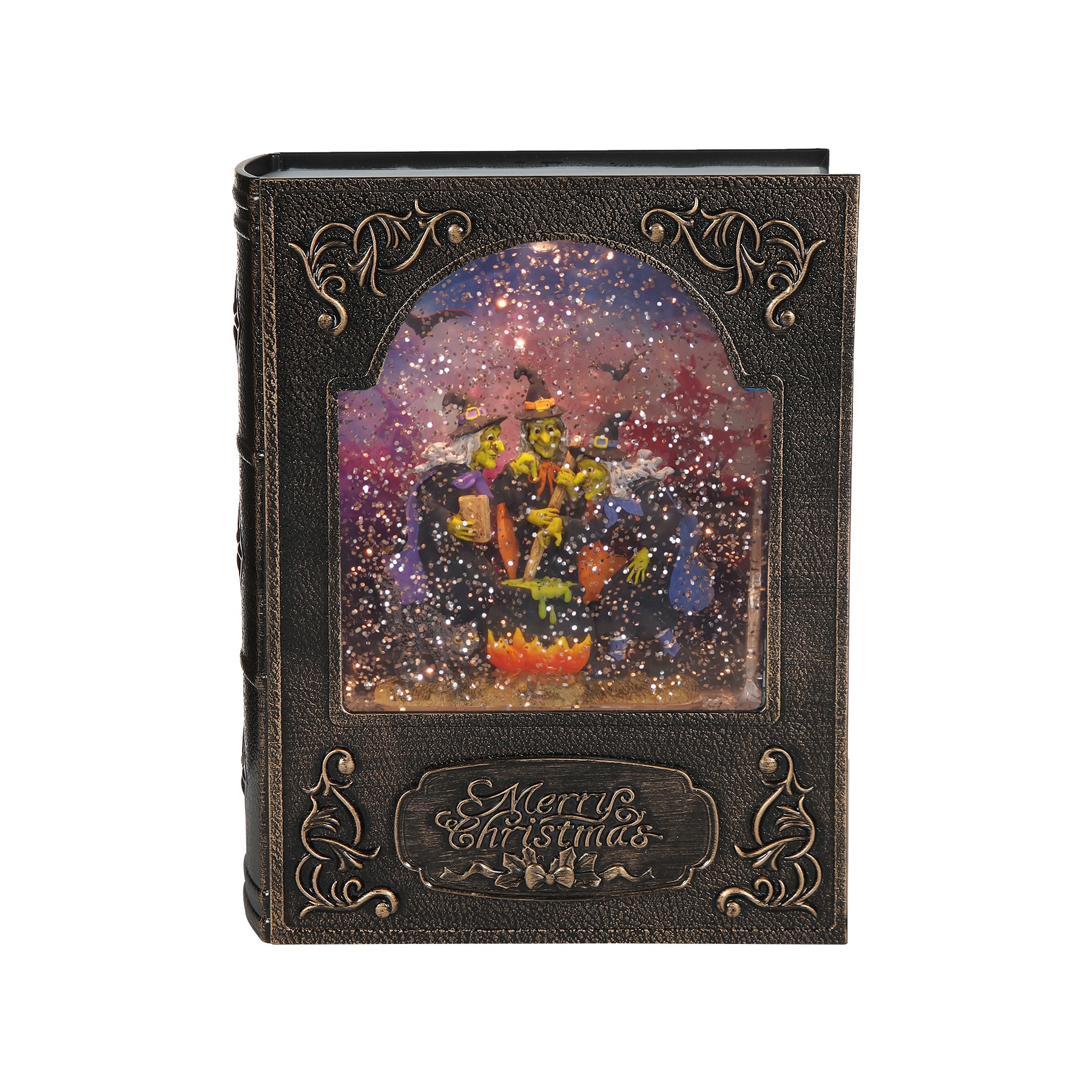 2021 Halloween Water Silver Glittering Custom Music Play Witch's Secret in Snow Globe Book