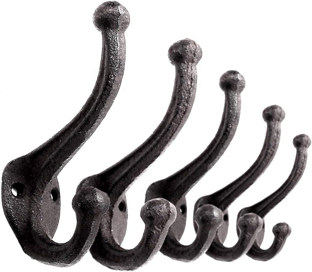 Decorative Rustic Shabby Vintage Wall Mounted Coat Hat Hooks Key Rack Holder Cast Iron Hooks