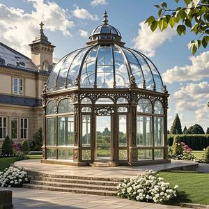European Four Seasons Modern Aluminum Greenhouse with Tempered Glass Roof Polygon Molding for Outdoor Winter Sunroom Glass House