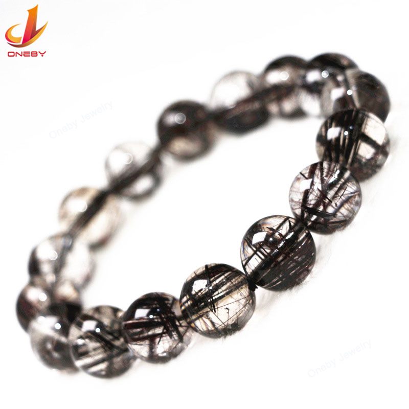 High quality Unisex Unique Tropical Trinket Trendy Black Hair Quartz Crystal Bracelet For Jewelry Making