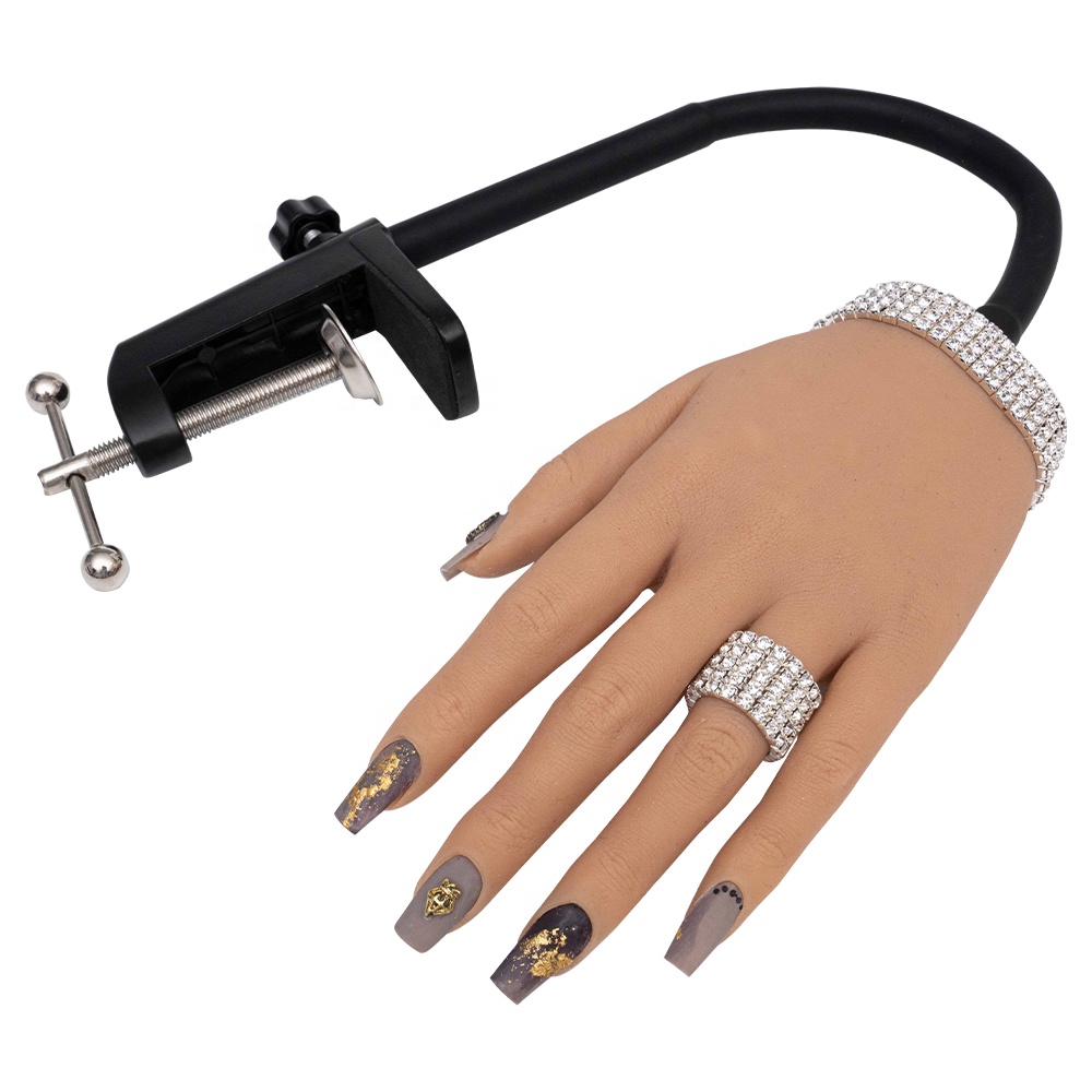 TGONE Realistic Practice Nail Training Practice Hand Model Fake Hand Nail Silicone Practice Hand