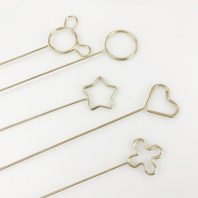 Gold Card Holder Inserting Rod DIY Metal Postcard Clips Party Decorative Korean Style Heart Gilded Flowers Packing Parts