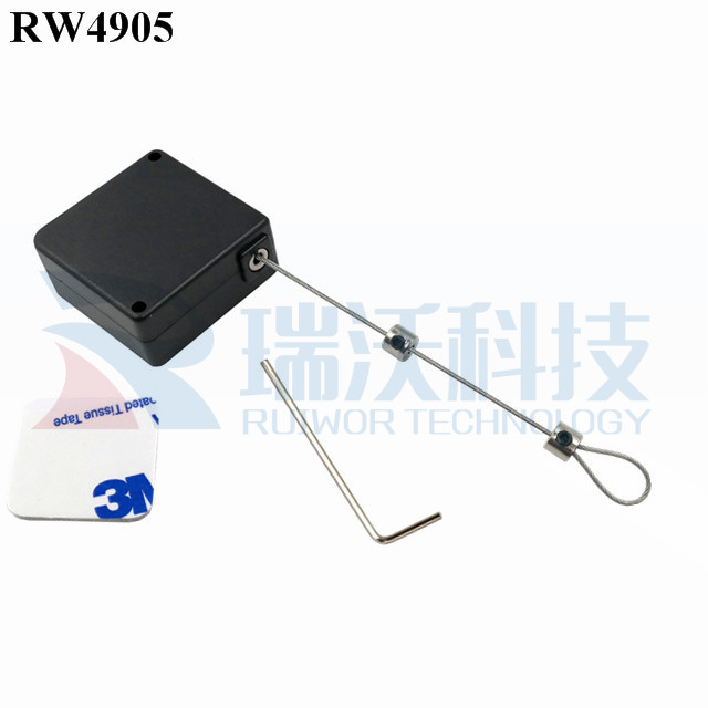 RUIWOR RW4905 квадратная противокражная Тяговая коробка с храповым механизмом и регулируемым концом петли для лассо с металлическим замком шестигранный ключ