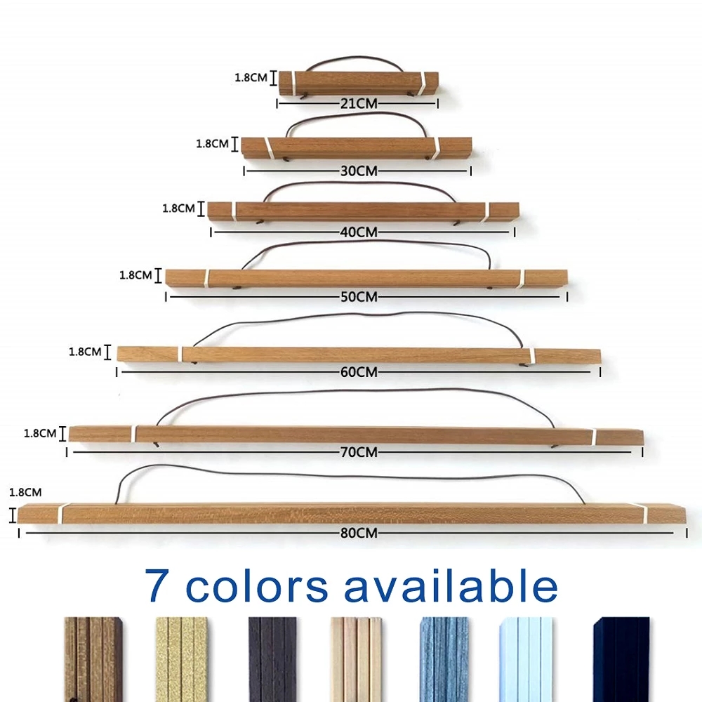 Magnetic Poster Hanging Frame Teak Wood Hanger Photo Frame canvas wooden frame stretcher bars wholesale