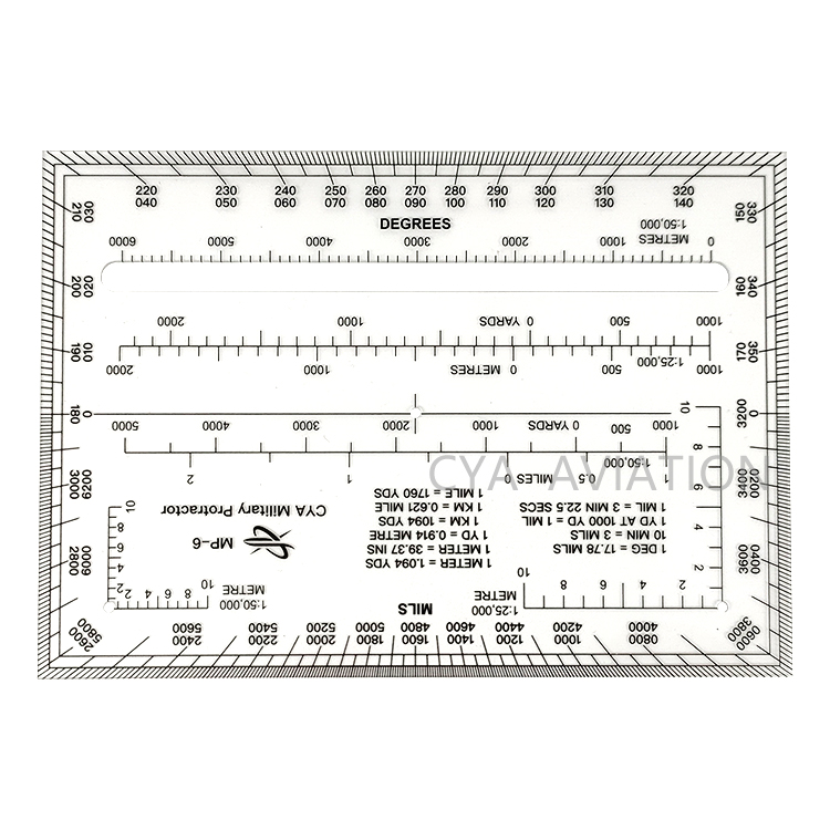 Military outdoor navigation Map Protractor rectangular plastic Protractor DEGREE & MILS ruler