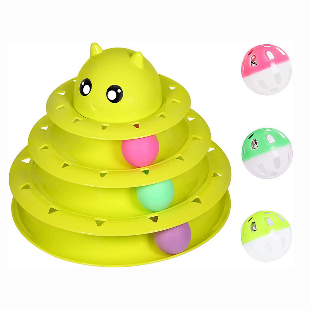 2021 Amazon Quick Sell Low Price Automatic cat toys happy circl turntable Interactive Toys 3 Level With Fast Shipment