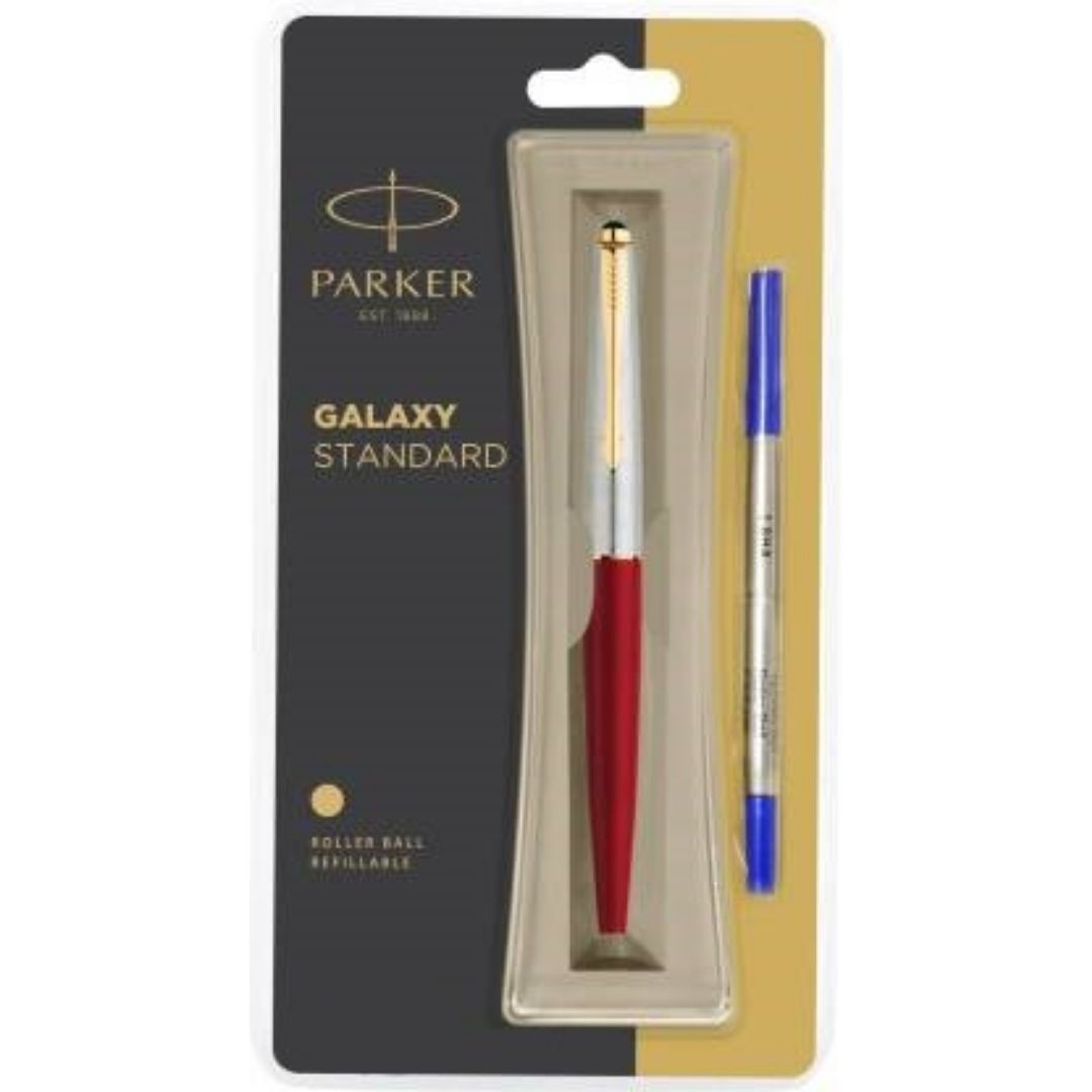 Шариковая ручка Parker galaxy стандартная нержавеющая сталь Золотая отделка красный корпус премиум-класса гладкий дизайн шариковые ручки parker