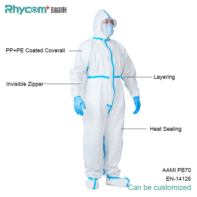 Rhycom 65G одноразовый антивирусный стерильный одноразовый защитный костюм с чехлом для обуви