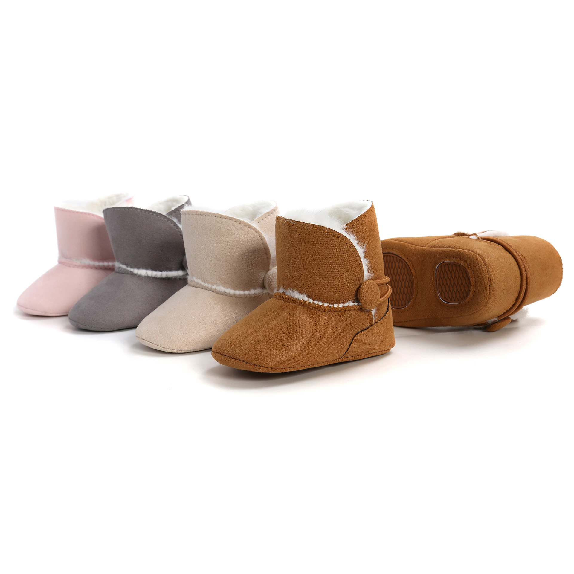 Elegant Winter Plush Cotton Snow Boots Warm Solid Color Toddler Baby Shoes