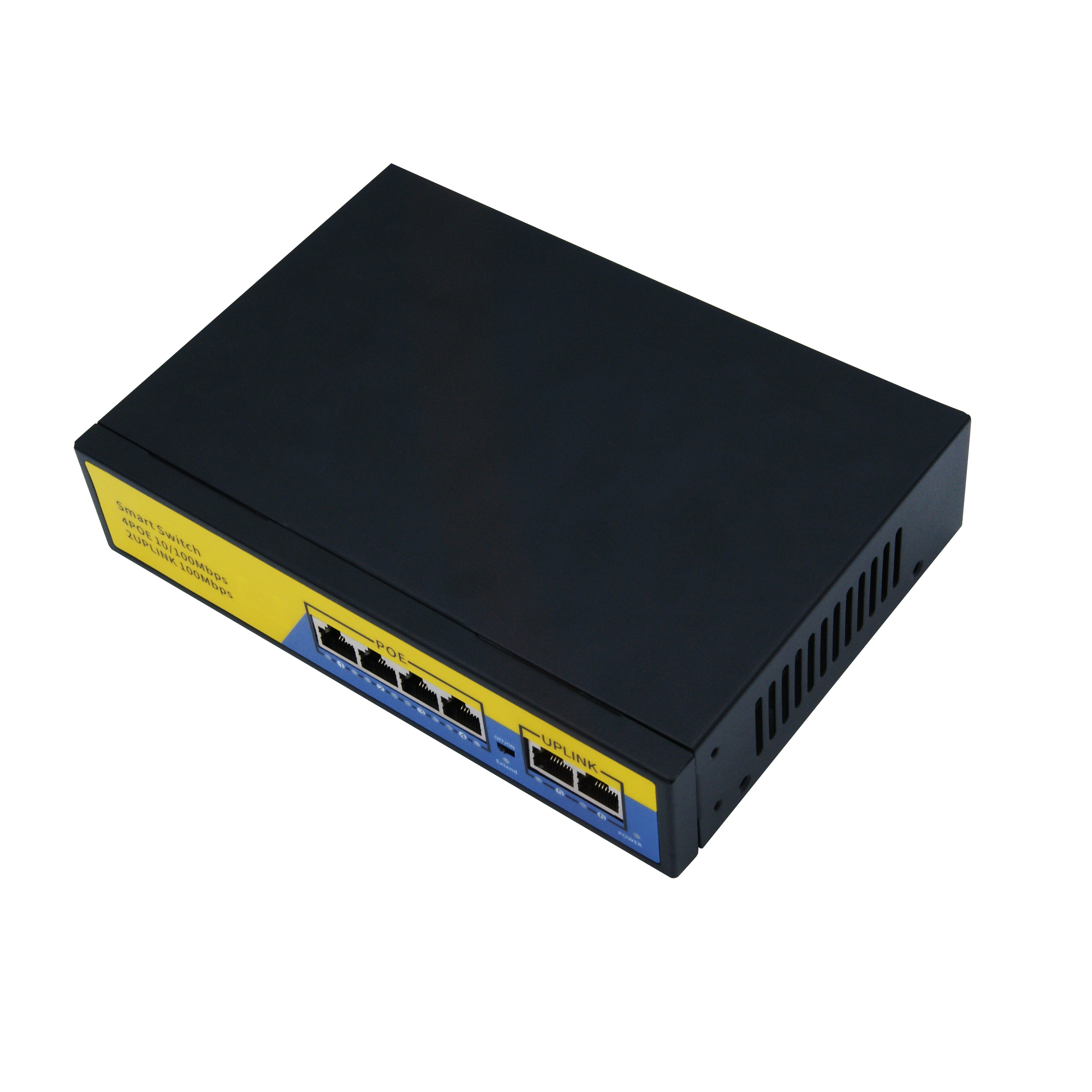 POE коммутатор с 4 портами RJ45 2 Uplink Plug and Play, металлическая 802.3AT/AF 100 Мбит/с, 250 м, 1G полоса пропускания, система видеонаблюдения