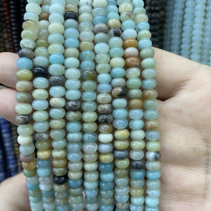 Natural Faceted 5*8mm Abacus Beads,Amazonite Gemstone Loose Beads for Jewelry Making,Jewelry Beading Supplies for Women